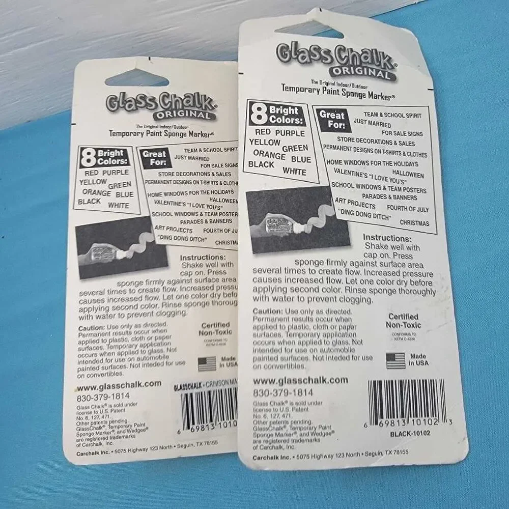 Glass Chalk Original Maroon Black Sponge Marker Temporary Paint Markers 2pk